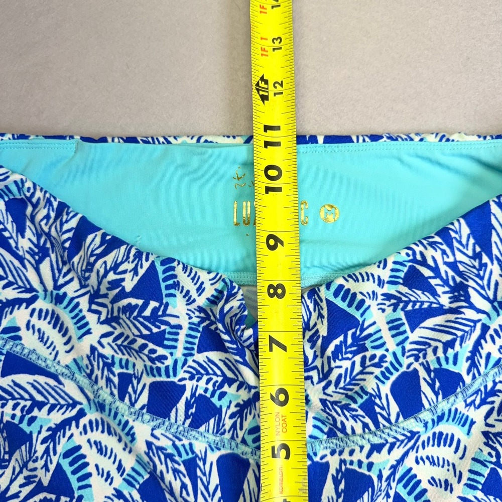 Lilly Pulitzer Luxletic Leggings Womens Medium UPF 50+ Blue Tropical Palm Crop - Picture 10 of 10